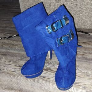 Cobalt blue Suede stiletto heel boots by Michael Antonio  Sz 6